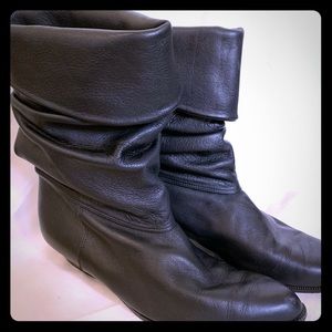 Black Leather Cuffed, slouch pirate boot